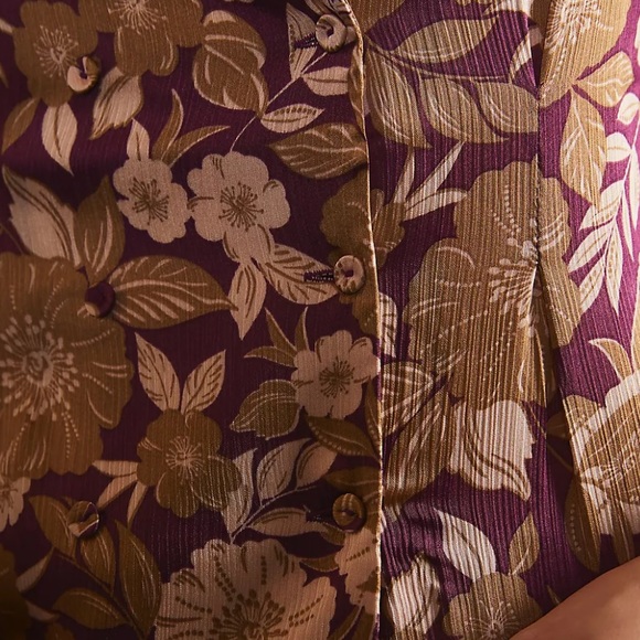 Favorite Daughter x Anthropologie Rami Sm Purple Pink Silky Double Button Front - Picture 12 of 15